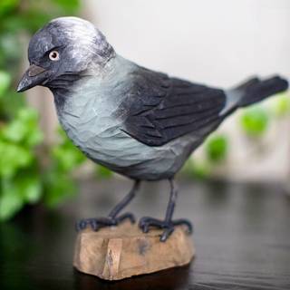 Wildlife Garden Decobirds Håndskåret Fugl Allike - Træfigurer Massiv Træ Grå - WG464