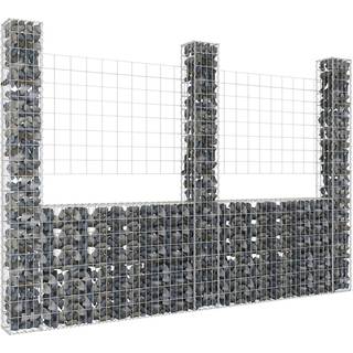 gabionkurv med 3 stolper 260x20x200 cm U-facon jern