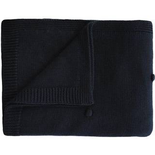 Mushie - Knitted Baby Blanket Tæppe - Textured Dots Dark Navy