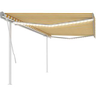Markise M. Led-Lys 3X2,5 M Manuel Betjening - Gul og hvid / 5 x 3.5 m