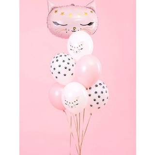 50 stk. Katteprint Balloner pastel ren hvid 30 cm – Perfekt til børnefest &amp; katteelskere