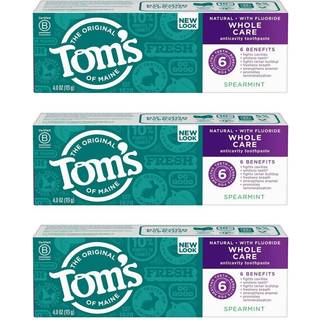 Tom's of Maine hele pleje naturlig tandpasta med fluor Spearmint 4 ounce (pakke med 3) (emballage kan variere)