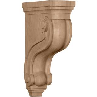 Ekena Millwork COR03X08X13TSRW Boston Traditional Scroll Wood Corbels 3 7/8 """" W x 8 """" D X 13 """" H Rubberwood
