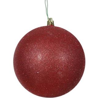 Vickerman 4 """" Red Glitter Ball Ornament - 6 pr. Pose - Pålidelig og klar til at hænge - Røde ornamenter - Ferieindretning - Julepynt