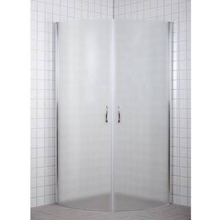 Milobad brusedør med 2 døre, buet, 90 x 90 x 195 cm, frostet glas