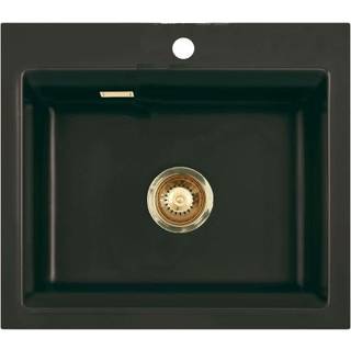 Lavabo Kara 57 Køkkenvask 57,5 x 51 cm i matsort keramik med messing kurveventil