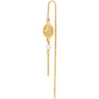 Balance - Kæde ørering Sølv med pink resin perle - 1 par