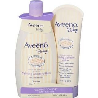 Aveeno Baby Beroligende komfortbad & lotion Indstil natlig babyhudplejeprodukter med naturlig havre Lavendel & vanilje dufte Paraben- phthalat- &