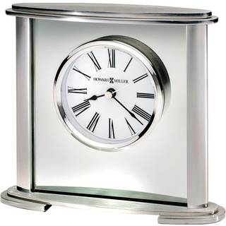 Howard Miller Glenmont Table Clock 645-774 - Metal Glass Oval form med glascenter b?rstet s?lvfinish Traditionelle romertal quartz bev?gelse