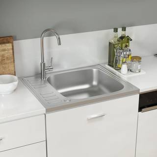 køkkenvask med afløbssæt 600x500x155 mm rustfrit stål sølv