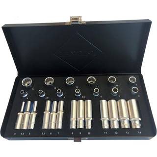 BATO Topsæt 1/4" 12kt. 4-14mm kort. 4-14mm lang. 26 dele. (1315)