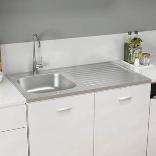 køkkenvask med afløbssæt 1000x600x155 mm rustfrit stål sølv