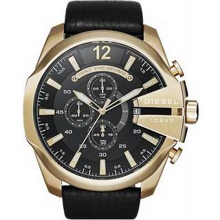 Diesel DZ4344 Mega Chief Chronograph Black Leather Strap Watch - W11167