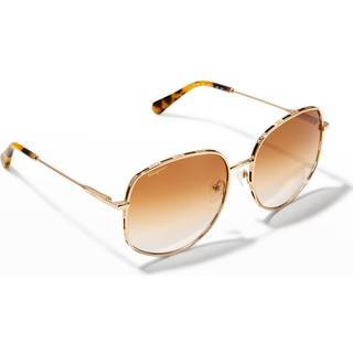 Ferragamo Kvinde SF277S 741 Solbriller Metal Guld Brun Rund Skygge
