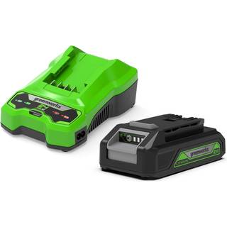 Greenworks GSK24B2 startsæt med batteri og lader, 24V, 2 Ah