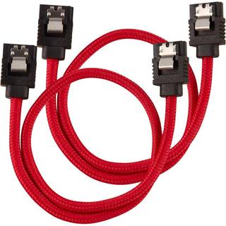 CORSAIR Premium Sleeved SATA Data Cable Set with Straight Connectors_ Red_ 30cm