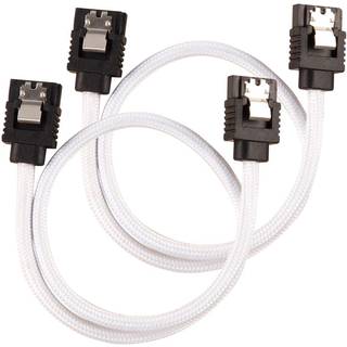 CORSAIR Premium Sleeved SATA Data Cable Set with Straight Connectors_ White_ 30cm