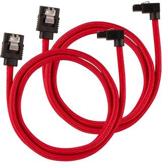 CORSAIR Premium Sleeved SATA Data Cable Set with 90_ Connectors_ Red_ 60cm