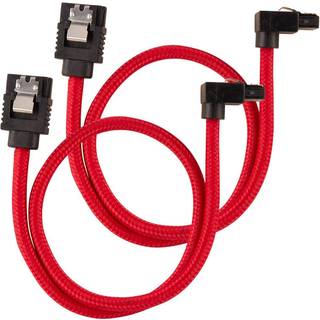 CORSAIR Premium Sleeved SATA Data Cable Set with 90_ Connectors_ Red_ 30cm