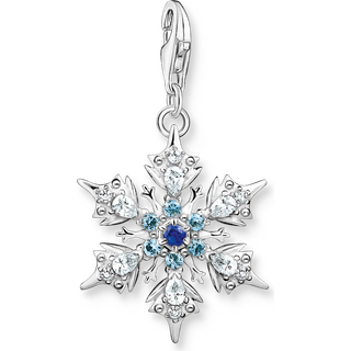 Thomas Sabo 1902-945-7 Charm-Anhänger Schneeflocke mit Blauen Steinen