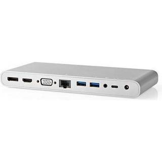 USB-C dockingstation (HDMI,VGA,3,5mm,RJ45, DP og USB-A/C) | PRIS-MATCH