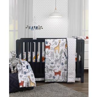Carter's Safari Party - Gray Blue Green Orange 4 Stown Nursery Crib Bedding Set - Dyne Monteret Sheet Dust Ruffle og Plush Baby T?ppe