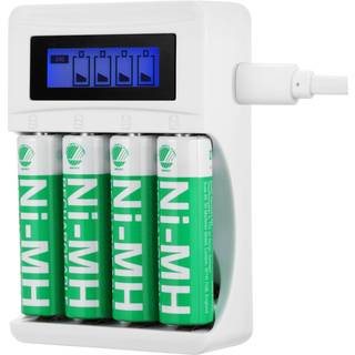 Deltaco USB Batterioplader til 4xAA/AAA Ni-MH/Ni-Cd batterier, inkl AA battery