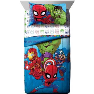 Jay Franco Marvel Super Hero Adventures Avengers Heroes Amigos 4 Piece Toddler Bed Set - Super Soft Microfiber Bed Set - Bedding Features Captain