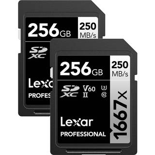 Lexar 256 GB (2-pack) Professionel 1667X SDXC Memory Cards UHS-II C10 U3 V60 FULL-HD & 4K VIDEO Op til 250MB/s L?s for professionel fotografvideo
