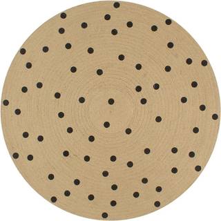 håndlavet tæppe med polkaprikker jute 150 cm