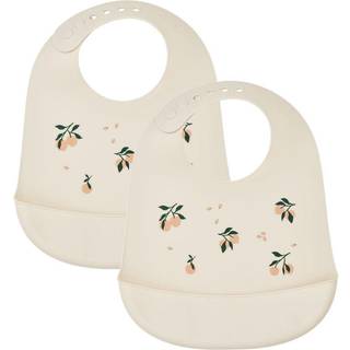 LIEWOOD Tilda Hagesmæk med Tryk Silikone 2-pak, Peach/Sea Shell