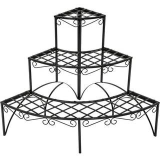 Plantetrappe rund med 3 trin ca. 60x60x60cm - sort