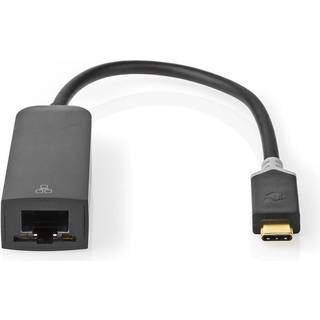 USB-C 3.2 til RJ45 Hun netværks adapterkabel, sort, 0,2m