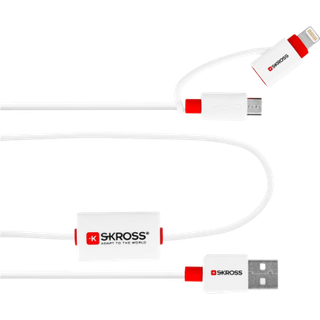 Skross Buzz 2in1 Chargeân Sync Alarm USB-A 2.0 til Lightning & USB Micro - 1 m