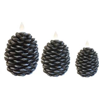 CONZEPT Kogle lys med 3D flamme i brun - 3 stk.