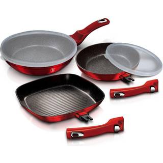 Berlinger Haus - Stegepandesæt i 5 dele ø28/24/20 cm - Aftageligt håndtag - El / Gas / Induktion - Burgundy Edition