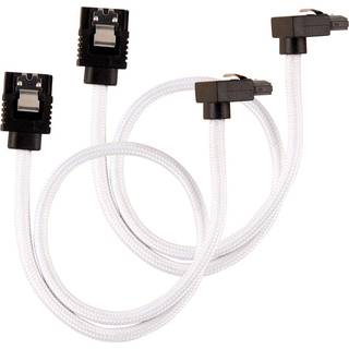 CORSAIR Premium Sleeved SATA Data Cable Set with 90_ Connectors_ White_ 30cm