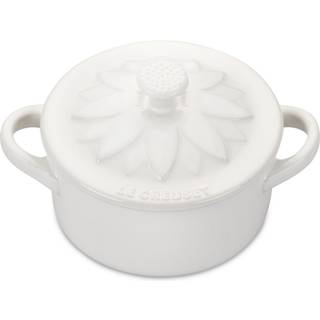 Le creuset stent?j mini runde cocotte med blomster l?g 8 oz. Hvid