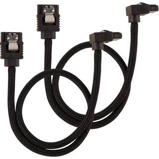 CORSAIR Premium Sleeved SATA Data Cable Set with 90_ Connectors_ Black_ 30cm