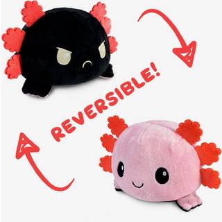 Teeturtle - Den originale reversible Axolotl Plushie - Pink + Black - S?d sensorisk fidget -udstoppede dyr, der viser dit hum?r 4 tommer
