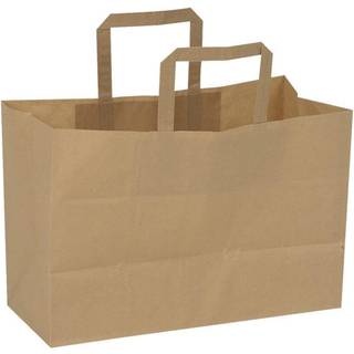 50 stk. Papirpose 32x21x27 cm 18 L brun papir med hank