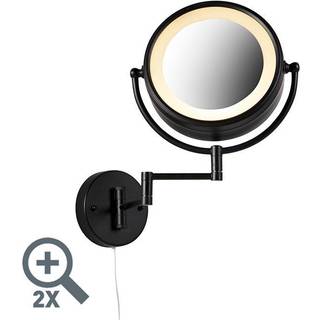 Design væg spejl sort inkl. LED justerbar IP44 med trækledning - Vicino