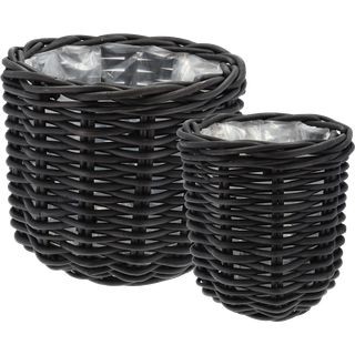 Vilda Planteskjuler 2 stk. fra Villa Collection - Sort farve - Naturrattan