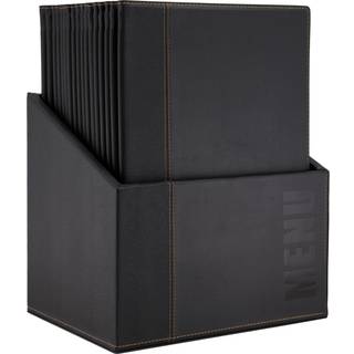 Securit Trendy Box med 20 A4 menukort, sort kunstlæder
