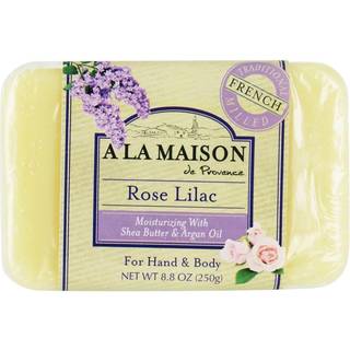 A La Maison Rose Lilac Bar Soap - Triple French Milled Natural Moisturizing Hand Soap Bar (1 Bar Soap 8.8 Oz)