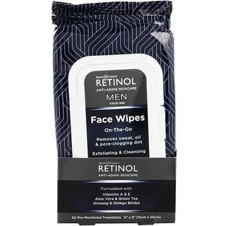 Retinol Men Facial Wipes Anti-Aging Cleansing Handelettes-Rens hurtigt ansigt fra svedolie og porestyring af snavs uden tung rester