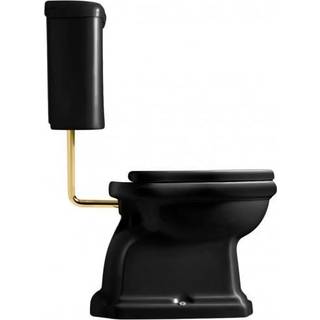 Lavabo Retro Low toilet m/S-lås, Blank sort m/messing rør