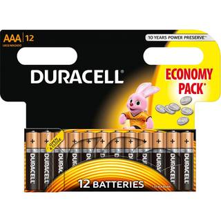 Duracell Basic LR03/AAA Alkaline-batterier - 12 stk.