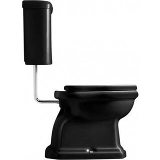 Lavabo Retro Low toilet m/S-lås, Blank sort m/krom rør