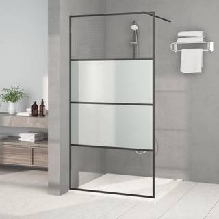 brusevæg 100x195 cm halvmatteret sikkerhedsglas sort